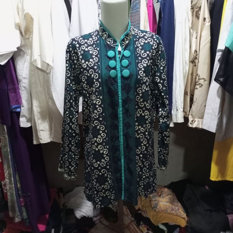 blouse batik wanita lengan panjang full kancing dalam thrift ld 108 ats 647