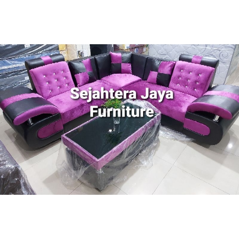 PROMO! SET Sofa L Minimalis Mewah bonus Meja