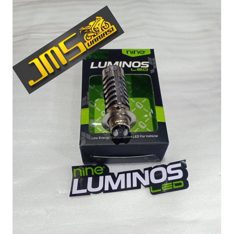 lampu bohlam depan LED 9nine luminos original h6 ls2  laser hi low 2 warna putih dan kuning plus senja biru semua motor bebek dan matic mio beat bario vega blade revo absolut suprax 125 satria fu soul gt miom3 mioj dll