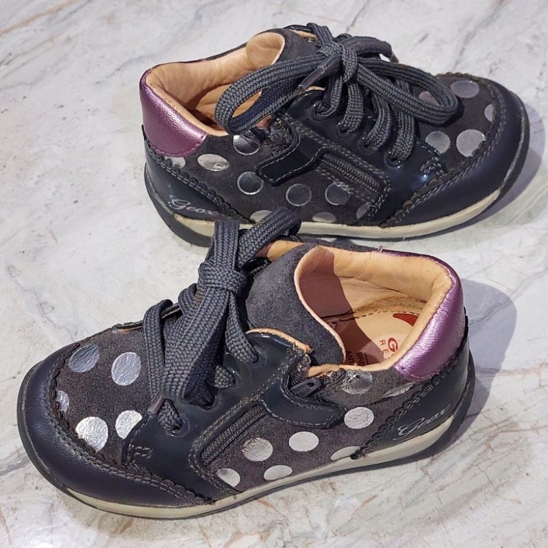 GEOX KIDS SHOES SEPATU ANAK RESPIRA ORIGINAL SIZE 23 ITALIAN PATENT GREY