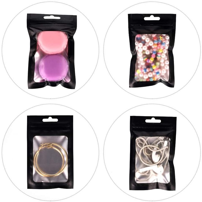 Plastik / Pouch Kemasan Premium Warna Pink &amp; Hitam Aluminim Foil Hologram