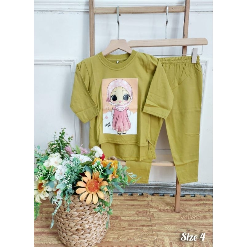 Set Cel Combed Anak Mixue Size 2 4 6 // Baju Setelan Anak Umur 3-5 tahun // Set Kaos Combed Anak