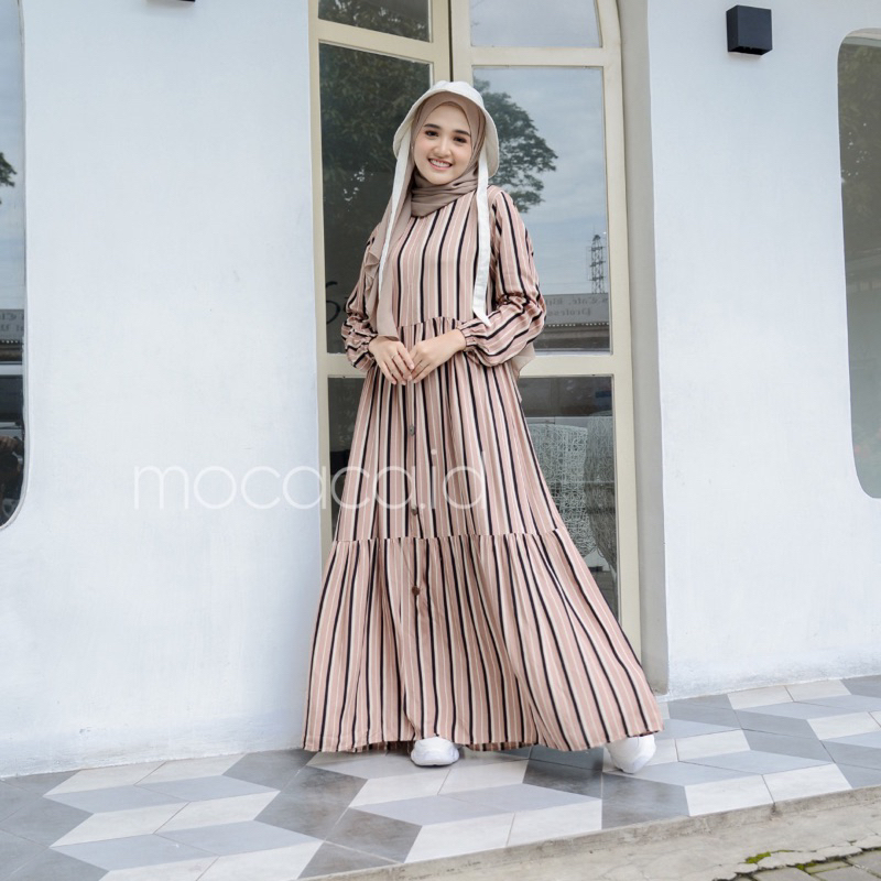 Gamis rumahan renda depan busui rayon premium - new salur chocolate