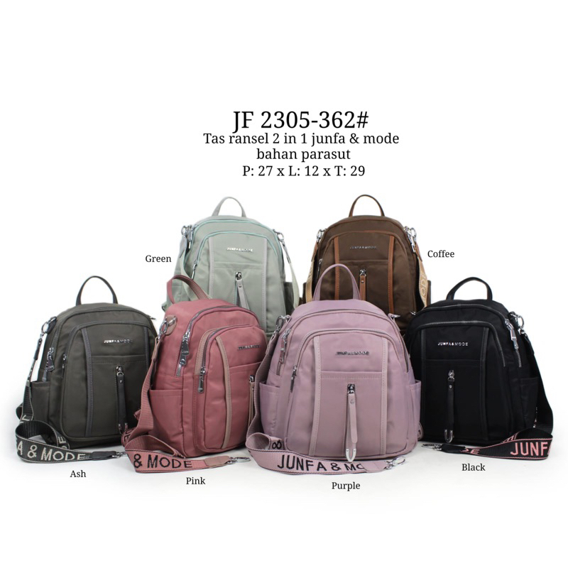 Promo Termurah Tas Ransel Wanita 2in1 Besar Junfa & Mode Bahan Parasut JF2305-362