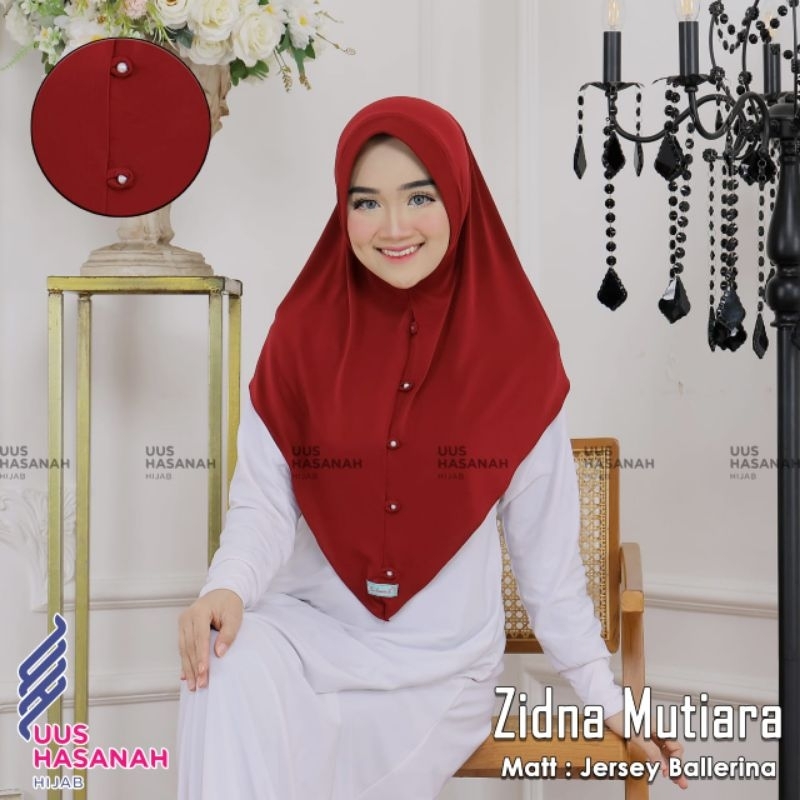 [Uus Hasanah] ZIDNA MUTIARA••hijab instan pet mutiara depan••hijab instan jersey ballerina