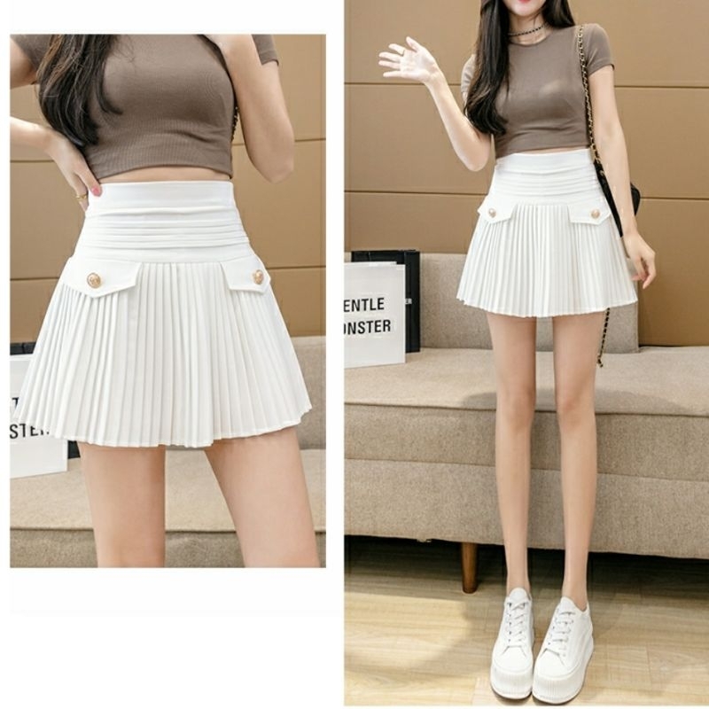 MDLV ~ 5577# Varvara Pleated Mini Skirt Rok Korea Import
