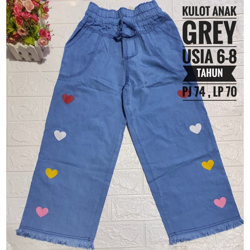 KULOT ANAK LOVE BAHAN SOFT JEANS ANAK ANAK PEREMPUAN SD CELANA KEKINIAN MURAH