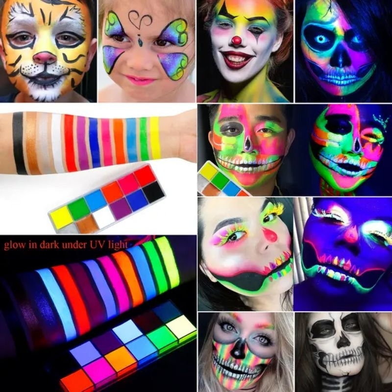 12 Color Neon Night Fluorescent UV Face Body Paint For Glow Black Light