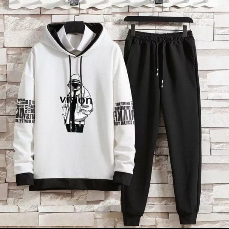 SETELAN HOODIE VISION PRIA ONE SET COWOK DAN CELANA JOGGER PANTS