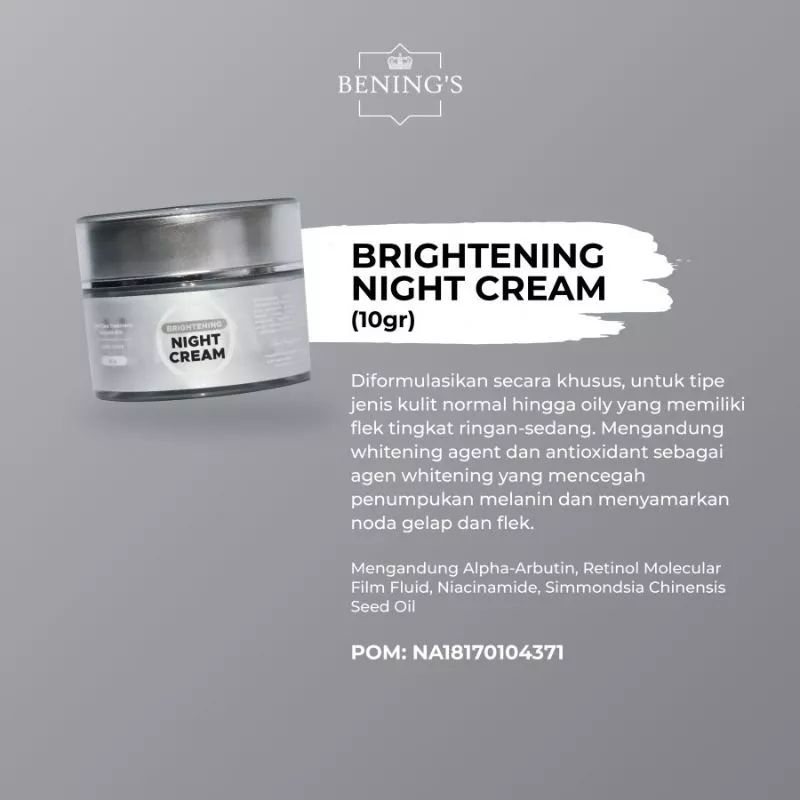 NIGHT CREAM BRIGHTENING | ACNE | EXCLUSIVE BENINGS SKINCARE