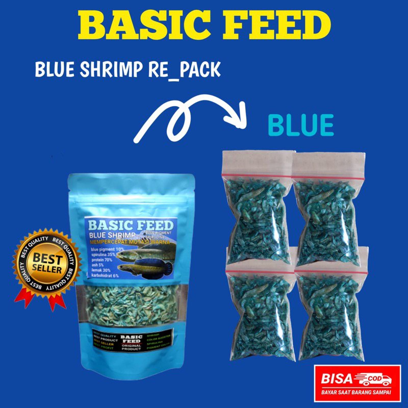 TERMURAH repack udang kering super blue 5gram | pakan ikan channa blue pulchra | makanan ikan channa