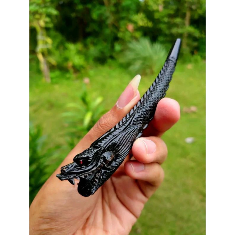 Nobira98 Once Tanduk Kerbau Hitam Manis Ukir Naga Dan Macan Panjang Bervariasi