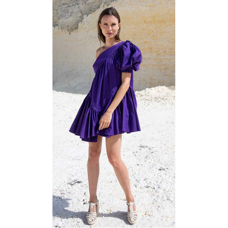 PICOTIN ONE SHOULDER MINI DRESS VIOLET