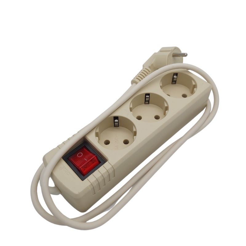 Cok Sambung Kabel Extension Stop Kontak 3 4 Lubang + Kabel 1.5 Meter