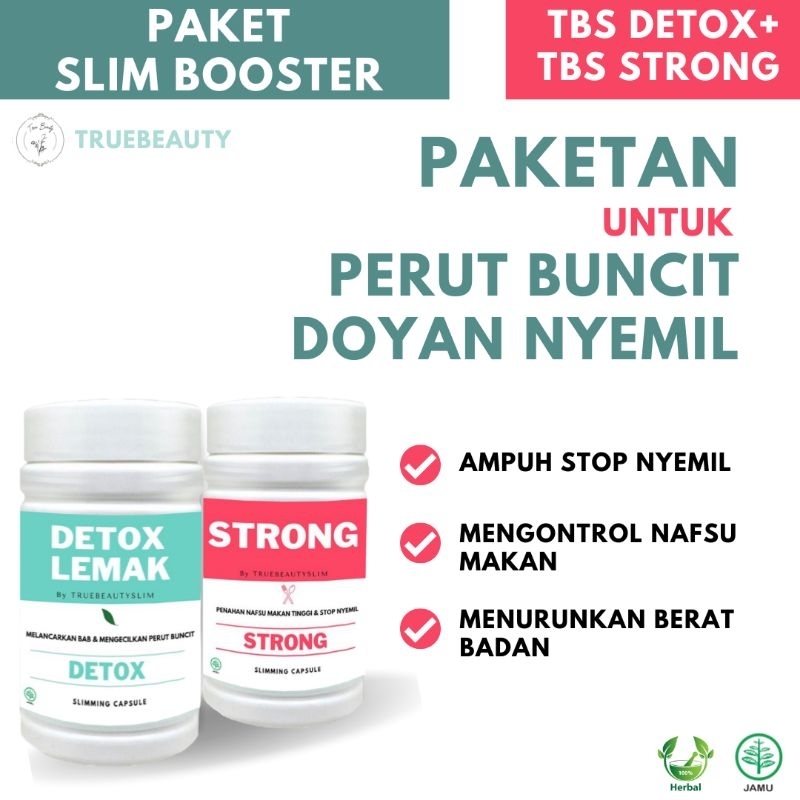 Paket Diet Slim Booster - Obat Diet Strong + Kapsul Detox Pelangsing Herbal Alami Pembakar Lemak Dan Pengecil Perut Buncit by Truebeautyslim