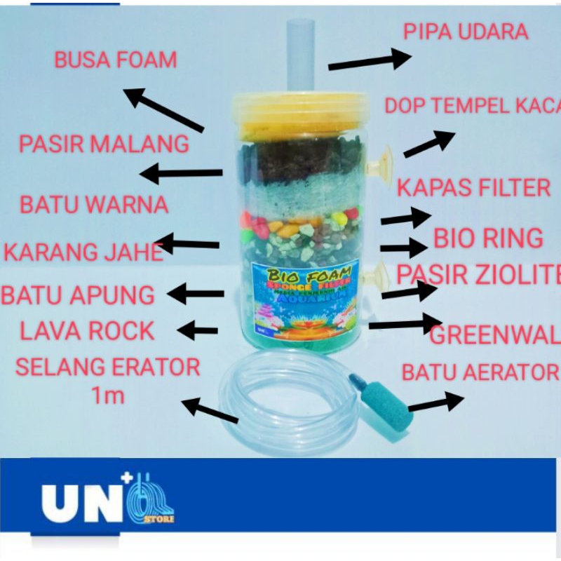 FILTER BIO FOAM AERATOR MEDIA PENJERNIH AIR AQUARIUM KOMPLIT