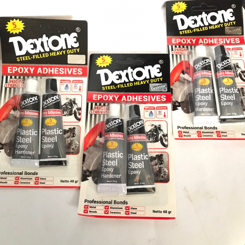 Dextone Plastik Steel 5 Menit Perekat / Lem Besi, lem metal, lem kramik, lem kayu, lem kaca dan Alum