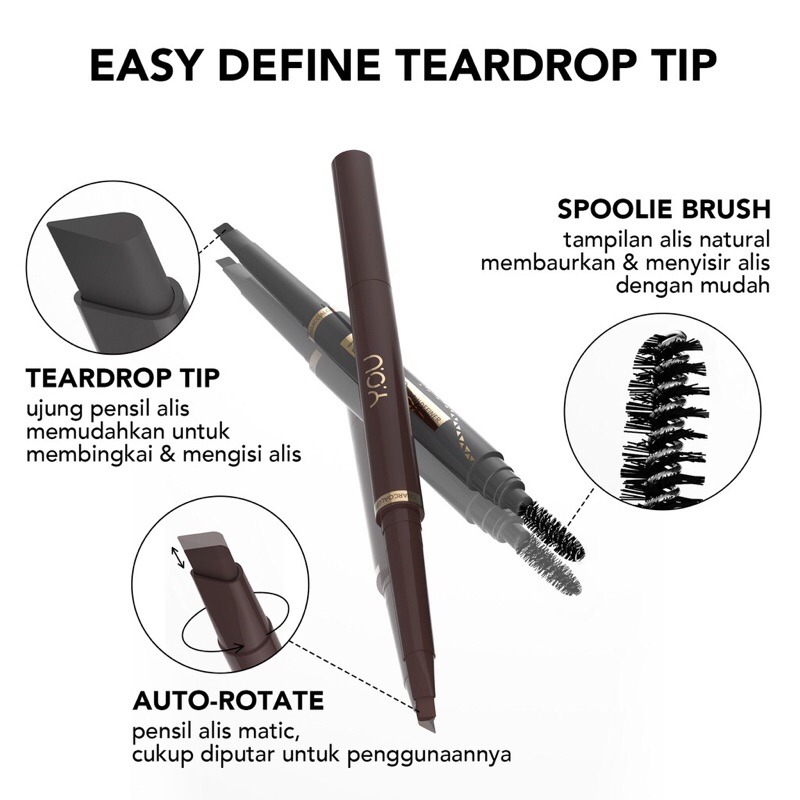 Y.O.U Long Lasting Teardrop Brow Definer / Pensil Alis Matic YOU / Pensil Alis Mekanik Waterproof