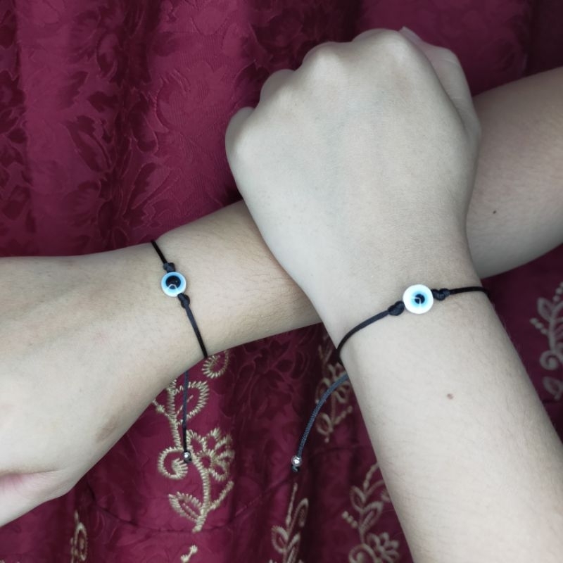 Gelang Persahabatan Tali Hitam Mata Iblis Gelang Evil Eye Blue