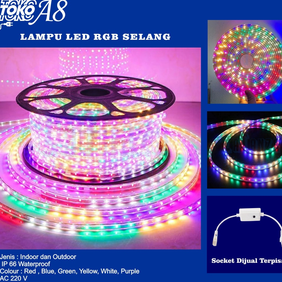 Lampu LED Strip RGB Selang 6 Warna / Harga 1 Roll 100 meter