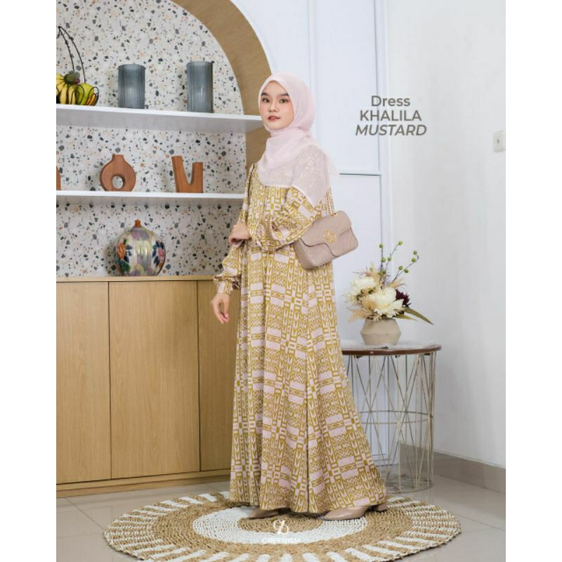 IFW | KHALILA DRESS BY GREENISM DRESS MUSLIM MOTIF STYLISH ARMANI SILK