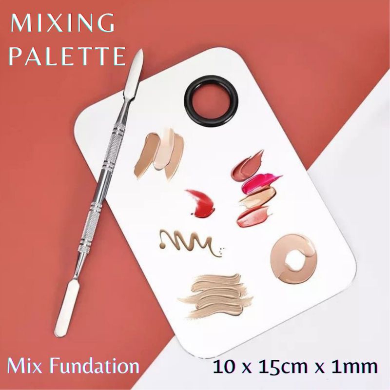 Mixing Pallete Stainless Steel dan Spatula Set Alat Pencampur Make Up Makeup Tools Ukuran Besar