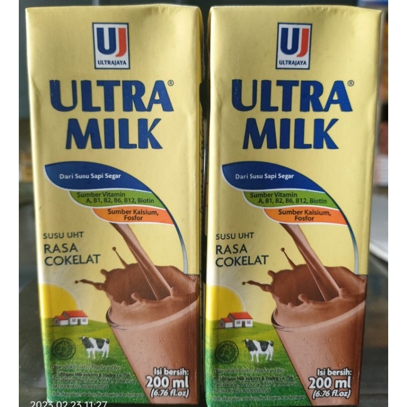 

susu ultra milk 200ml coklat (1karton = 24pcs) ED 23 nov 25
