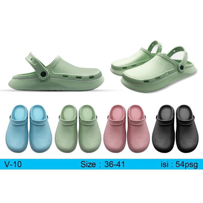 V10 Sandal Kodok Model Baim Wanita Pastel Macaron Anti Nyaman/Sandal Perawat Polos/Sandal Kodok