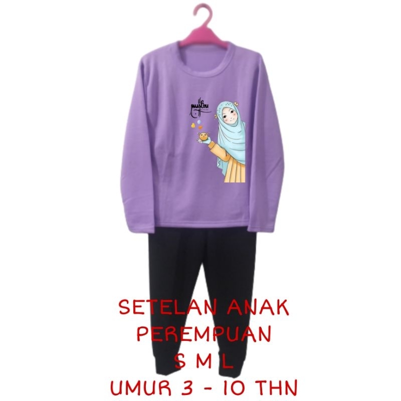 Setelan Anak Perempuan Kaos Lengan panjang dan Celana panjang Terbaru 2022 One Set Baju Tidur Santai Anak Cewek Kekinian Murah Korea Style Size S 3 4 5 Tahun M 5 6 7 Tahun L 8 9 10 Tahun muslim