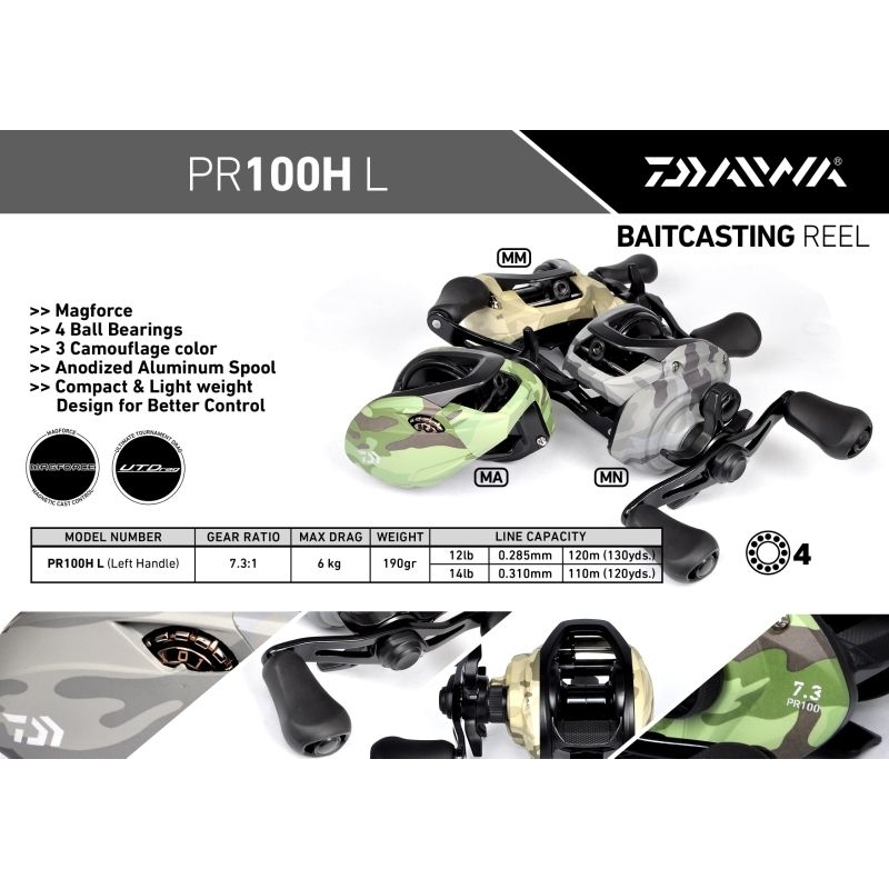 Reel BC / BAITCASTING DAIWA PR 100H L (LEFT HANDLE)