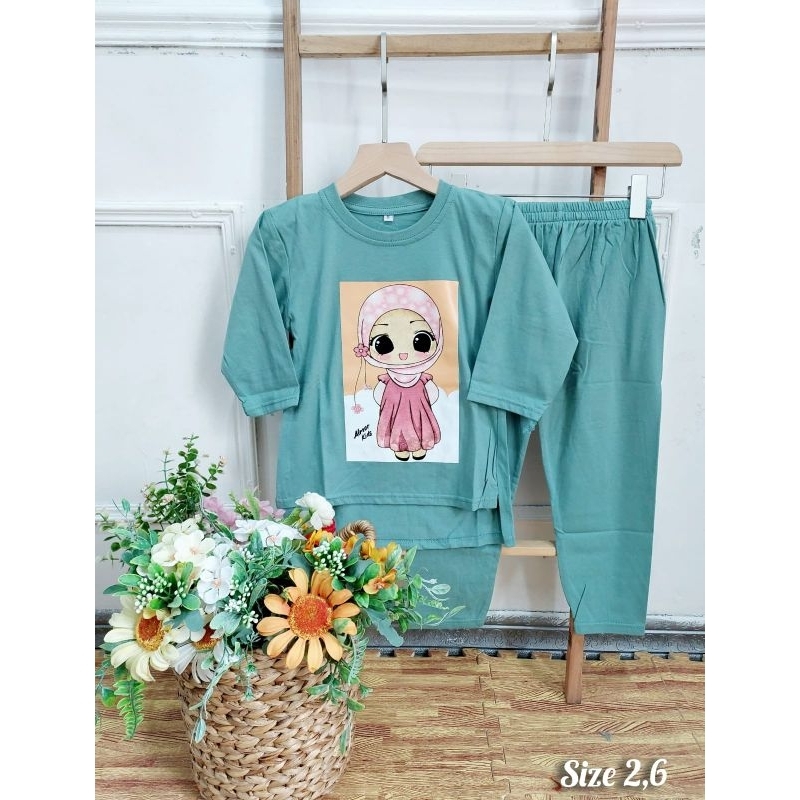 Set Cel Combed Anak Mixue Size 2 4 6 // Baju Setelan Anak Umur 3-5 tahun // Set Kaos Combed Anak