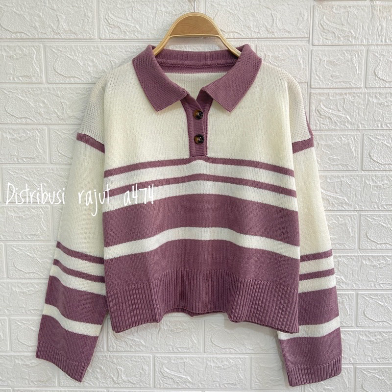 POLO SWEATER STARLA BLASTER BLOUSE STRIPPE LENGAN PANJANG-PEPONI Parple