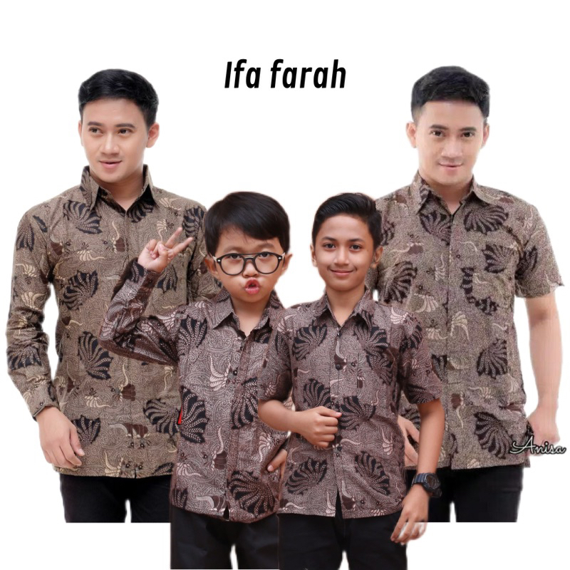 KEMEJA HEM BATIK PRIA LENGAN PANJANG COUPEL AYAH ANAK MOTIF KERANG