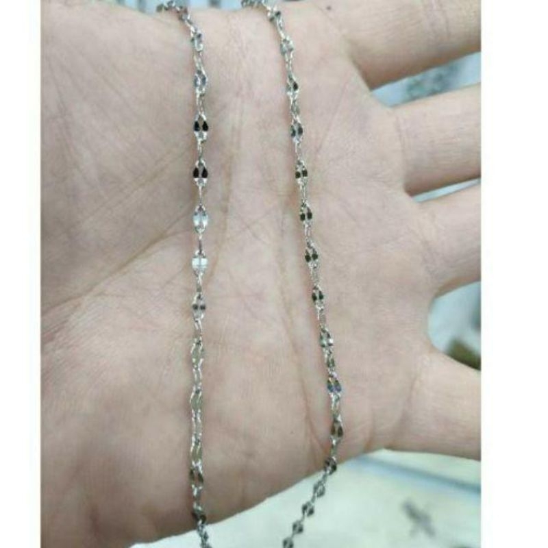 KALUNG TITANIUM SILVER MODEL PECAH KOPI FASHION PRIA WANITA ANTI KARAT