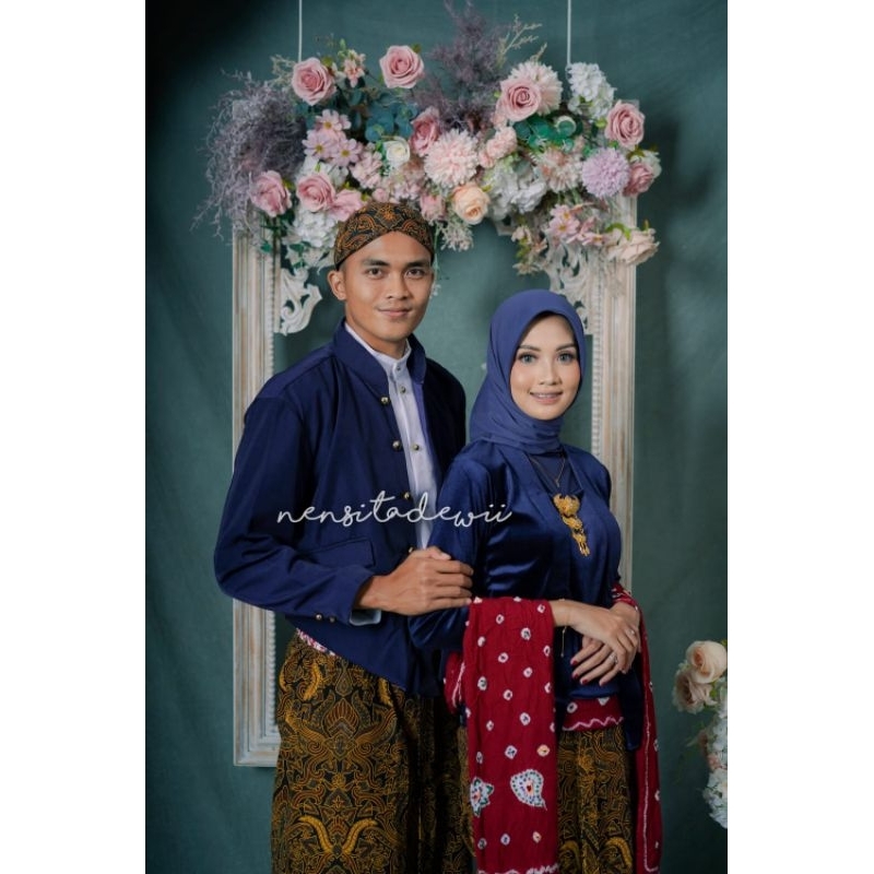 [Navy] Baju Prewed Instan / Baju Adat Jawa + Selendang Jumputan, N/SPD01C