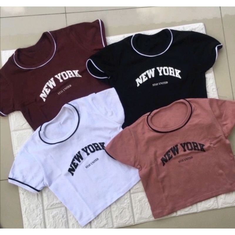 Baju Kaos NewYork List Crop AllSize Fit To L