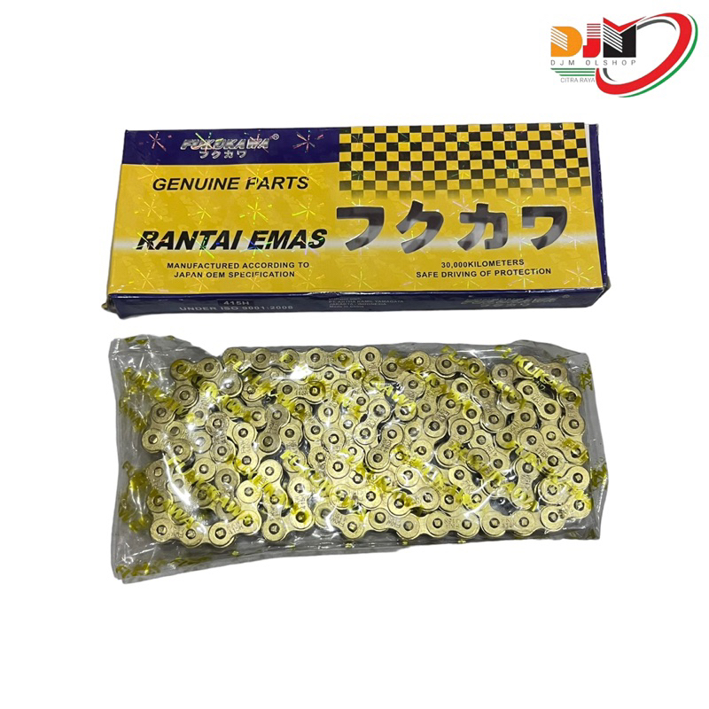 Fukukawa Rantai Motor Racing Warna Gold 415 H 130L Untuk Pemakain Gear Sss