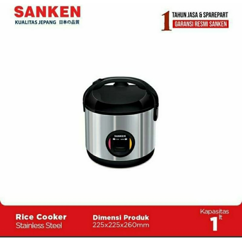 Rice Cooker 1 L Sanken SJ-203 BK Penanak Nasi 6in1 1L Stainless Steel Magic Com mini Mejikom Kecil S