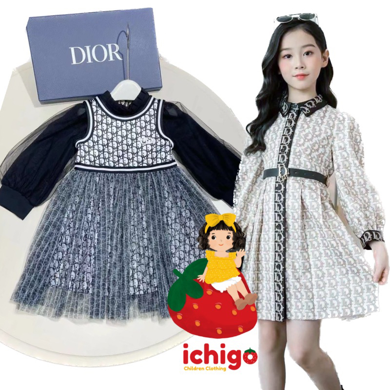 4-8th Dress DIOR gaun pesta anak perempuan cewek import branded