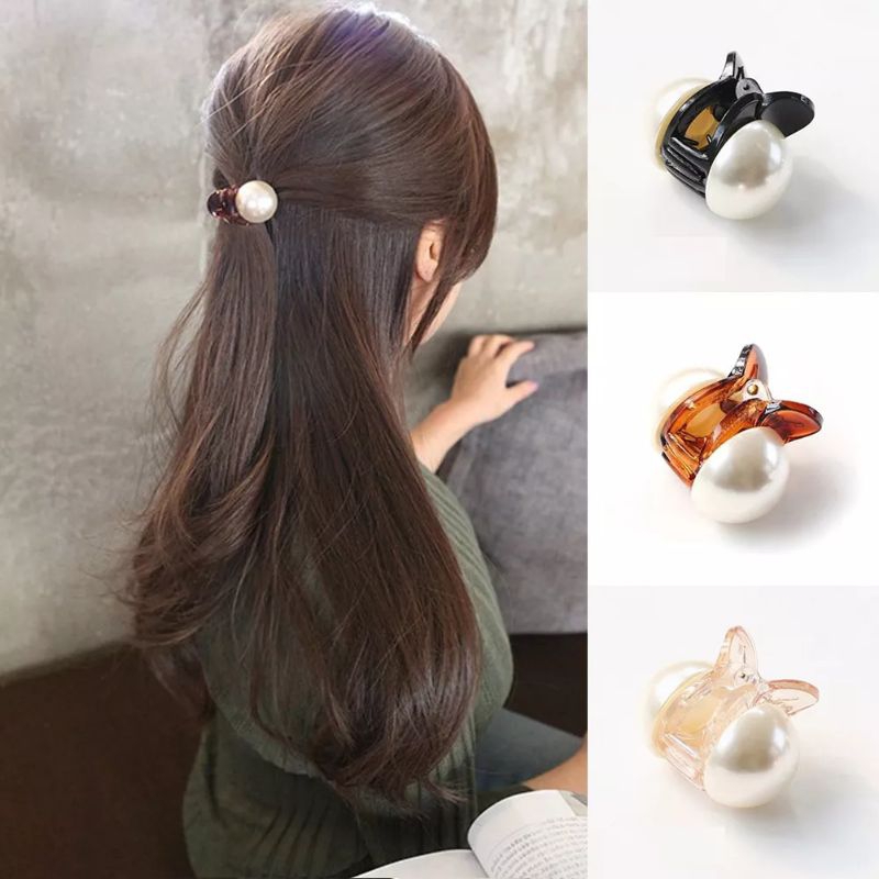 Jepit Rambut Korea Pearl Aksen Mutiara 3cm Aksesoris Rambut Wanita Hair Claw Clips