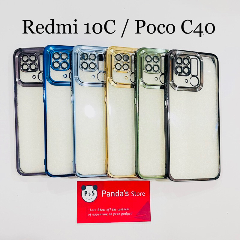 Softcase Redmi 10C / Poco C40 Lens Protector Circle Chrome Logo Clear Case