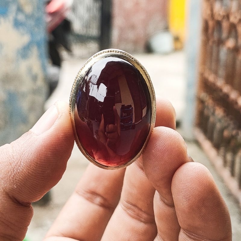 CINCIN BATU PERMATA NATURAL HESSONITE GROSSULAR RED GARNET KODE 02419