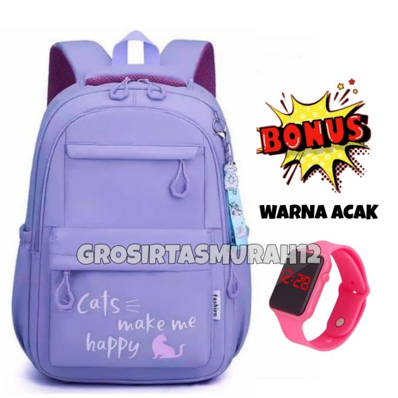 TAS SEKOLAH ANAK PEREMPUAN SD SMP BONUS JAM TANGAN