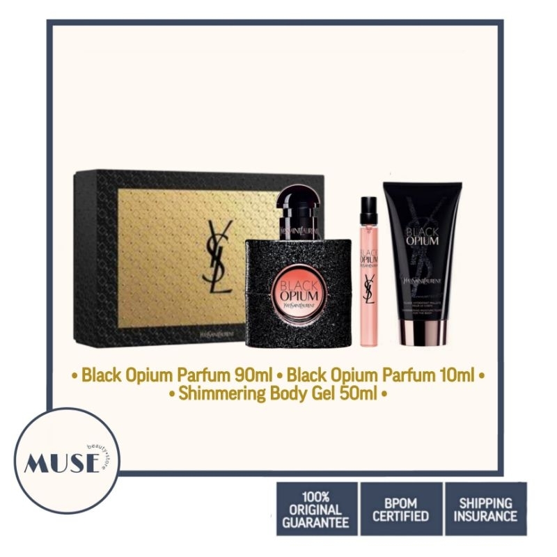 [ Get 3 pc + Box ] YSL Black Opium Eau De Parfum Set / GiftSet / Kado / Gift Box / Yves Saint Laurent