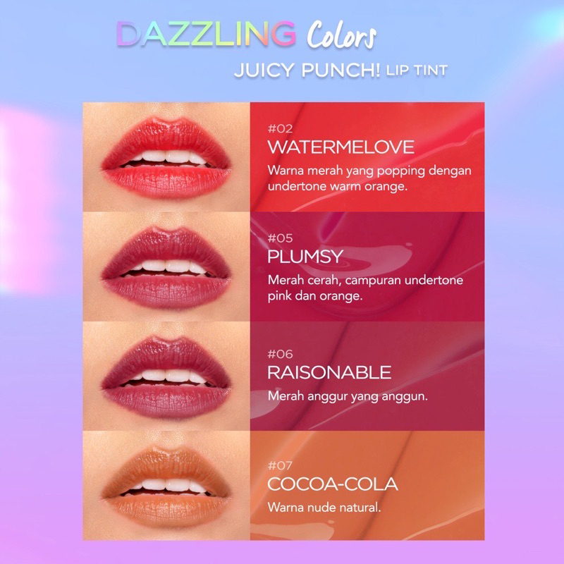 DAZZLE ME Juicy Punch Liptint !! Dewy &amp; Longlasting Stain Ready 7 Color