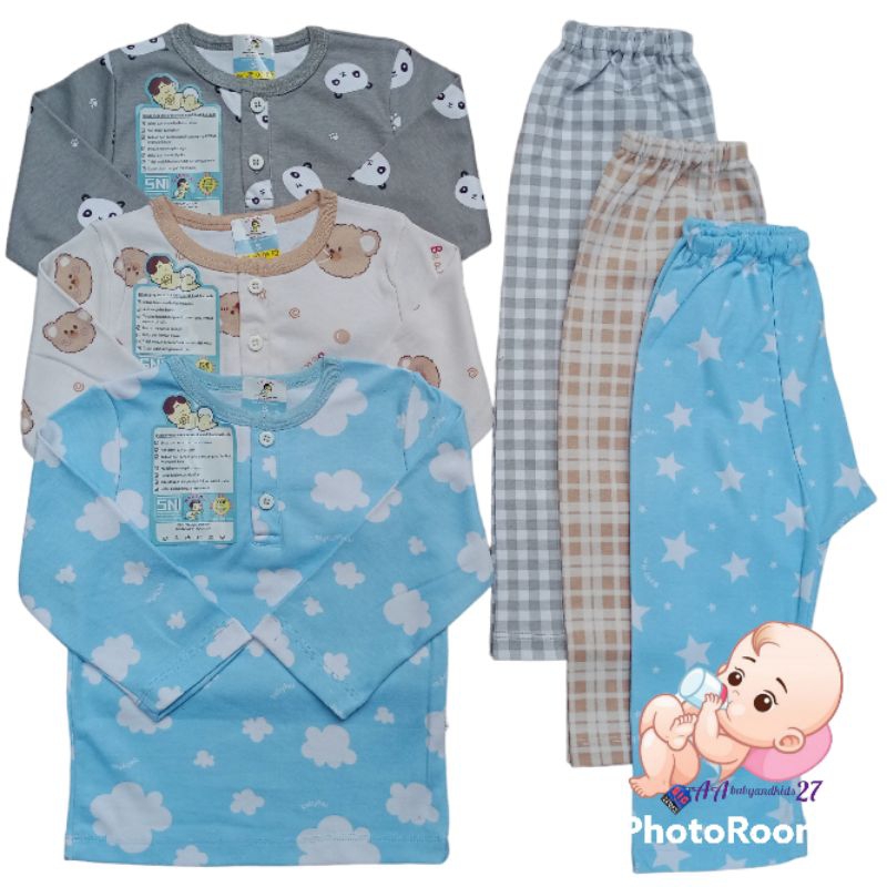 PRODUK TERBARU!!!BABY HAI Setelan Baju Bayi Lengan Panjang Kancing Dada Celana Panjang Ukuran S M L SNI HIGHT CLASS QUALITY