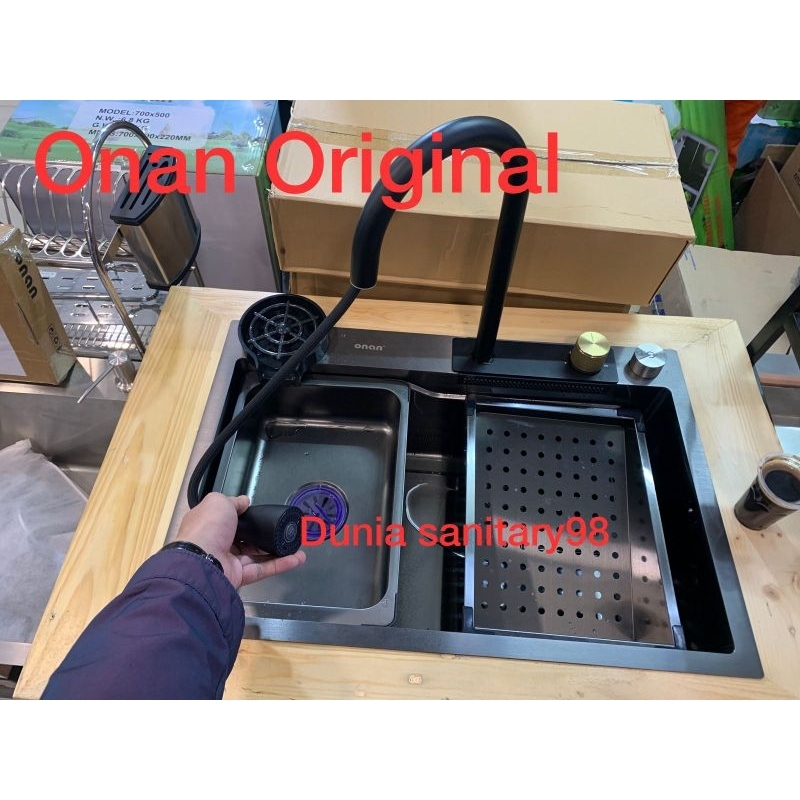 Komplit Set Kitchen Sink ONAN ORIGINAL New Stile Black bak cuci piring stainless sus 304