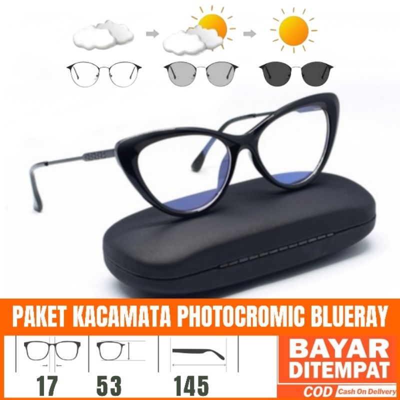 Paket Kacamata 7611 Kacamata Antiradiasi Photocromic Blueray