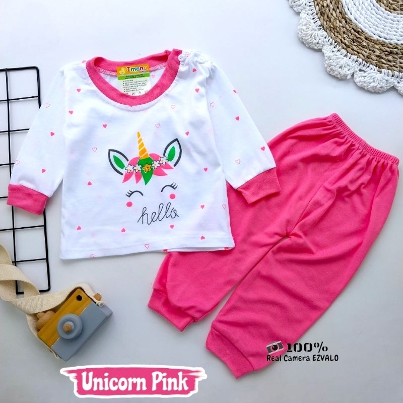 SETELAN OBLONG BAYI PEREMPUAN GAMBAR UNICORN LUCU 3-12 BULAN