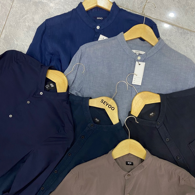 KEMEJA KERAH SHANGHAI/KOKO/MANDARIN FULL BRAND SECOND ORI